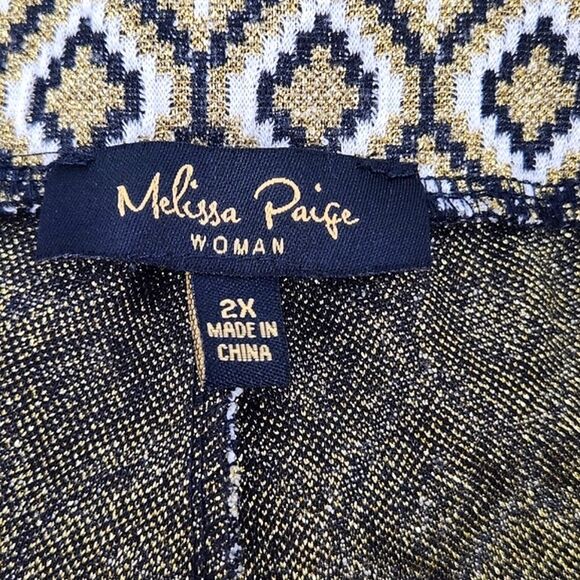 Melissa Paige Woman Stretch Ankle Pants Size 2X Geometric Retro Glam 60s - Picture 4 of 11